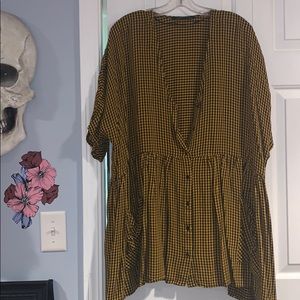 Zara yellow and black gingham tunic